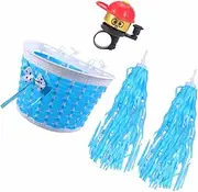 GANAZONO 4pcs Bike Accessories Streamers Basket for Bike Handlebar Basket Bell Bike Handle Streamer Bell Woven Basket Bike Basket Colorful Wicker Baskets Blue