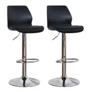 SERENITà Bar Stools Kitchen Bar Stool Leather Barstools Swivel Gas Lift Counter Chairs BS8404 Black