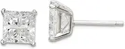 [JewelryWeb] 925 Sterling Silver Laser cut Post Basket setting 6mm Square CZ Simulated Diamond-Basket Set Stud Earrings 6x6mm Wide-Stud Earring for Women