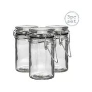 Argon Tableware Glass Storage Jars with Airtight Clip Lid - 70ml Set - Pack of 3