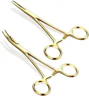 Kelly Forceps/Clamps STR and CVD Medical Veterinary, Nurse, Dissection, Hemostats, Locking Forceps, Dog Pulling Hair, Fishing, Gold, 5.5""
