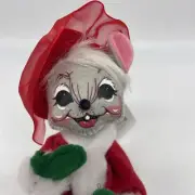 Annalee Christmas Girl Mouse Doll Silver Sparkle Shopping Bag Felt Hat NWT 6”