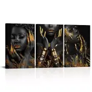 Conipit Black Gold African Wall Art Black Queen Canvas African American Woman...