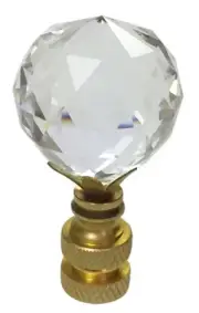 Large Faceted Diamond Cut Clear K9 Crystal 1.75" Lamp Finial for Single Lamp ...