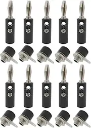 10 Pairs 4mm Banana Plug Male Female Socket Audio Speaker Cable Wire Connector Banana Binding Post Red + Black(Black)