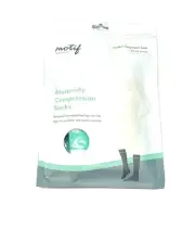 MOTIF Medical Maternity Compression Socks Sz Medium 20-30 mmHg White/Grey/Green