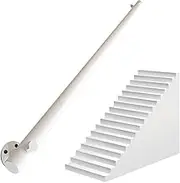 White Wooden Banister Handrail with Metal Brackets 1.6 19.7FT Round Anti Slip Wood Stair Railing Handrails Wall Mounted Staircase Hand Rails 50cm/19.7in Modern Design for Safety and Style