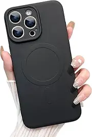 Compatible with Mag Safe Devices Magnetic Wireless Charging Phone Case Back Grippy Protective Frame Shockproof Silicone Cover with Camera Protection (Black, iPhone 11 pro)