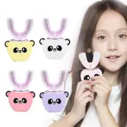 2-12 Years Old Smart 360 U Type Kids Sonic Electric Toothbrush Automatic Ultrasonic Teeth Brush Cartoon Pattern Children Brush White 7-12 Year