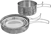 koolsoo 8Pcs Portable Cooking Mess Kit Cookware Pots and Pans Cooking Set Camping Cookware Mess Kit for Hiking Fishing Dining Travel