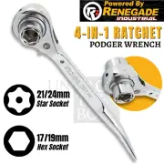 Podger Ratchet Wrench 17/21mm 19/24mm Double Sided Socket Scaffold Industrial
