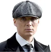 [TheTreasuresCare] Peaky Blinders Hat Newsboy Cap Shelby Flat Cap Herringbone Vintage Style Tommy Baker Boy Cap Razor Party Wool Bud Hat Black Herringbone S/M, Black Herringbone, S/M