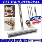 Rubber Broom Carpet Rake with Squeegee Long Handle for Pet Hair Fur Remover AU