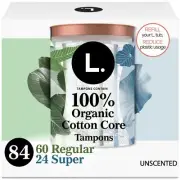 L. Cotton Tampons Regular/Super Absorbency Multipack Free from Chlorine Bleac...