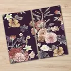 2x Glass Chopping Board stove top cover splashback colorful vintage flowers