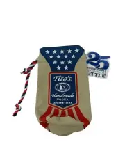 Tito's 25th Anniversary Handmade Vodka Red White Blue Burlap Drawstring Bag 10"
