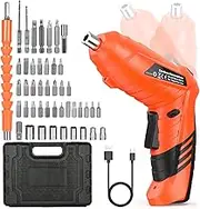 Cordless Drill Driver, 3.6v Cordless Screwdriver Set, Rotatable Electric Screwdriver With 47pcs Accessories, 3 Nm Rechargeable Drill Driver With Led Light For Home And Garden Diy Project (Red)