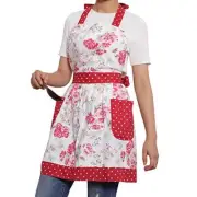 Kitchen Aprons for Women with Pockets, Cooking Aprons for Floral Lollipop Red