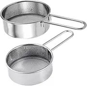 Hohopeti 2pcs Handheld Mini Flour Sieve Baking Sieve Mini Sieve Strainer Baking Gadgets Sifter for Baking Small Flour Sifter Small Sifter Metal Mesh Baking Sifter 304 Stainless Steel Silver
