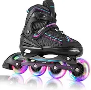 Inline Skates for Adult and Kids, Adjustable Inline Skates with Light up Wheels, Outdoor Beginner Inline Skates for Girls, Boys, Women, Men
