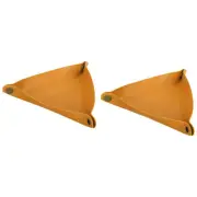 7" Leather Valet Tray, 2 Pack Catchall Holder Foldable Decorative Tray, Yellow