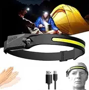 Nightbuddy Led Headlight, Night Buddy Headlight- 230ｰ Strip Light with Motion Sensor- Lightweight Waterproof USB Rechargeable Pro Headlamp- 5 Modes 2 Light Source Flashlight for Outdoor (1Pcs)