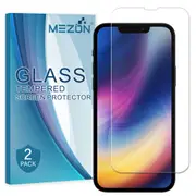 [2 Pack] Apple iPhone 13 Mini (5.4”) Tempered Glass Crystal Clear Premium 9H HD Screen Protector by MEZON – Case Friendly, Shock Absorption (iPhone 13 Mini, 9H)