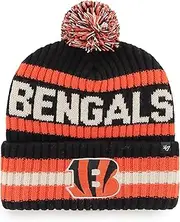 47 Cincinnati Bengals NFL Bering Unisex Winter Knit Bobble, One Size Fit, Team Badge, Black, Black, One size