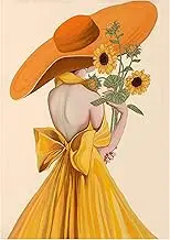 zolyet 16 x 20 Inch DIY Oil Painting on Canvas Pai by Number Kit ly Girl Women Pattern Craft Hand-Painted Home Wall Decor for Adults Beginner Frameless