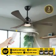 MAC 52" Ceiling Fan Remote Control Reverse Airflow DC Motor 3 Colours LED Light