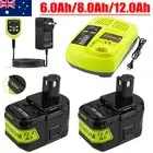 1~2x 18V 12Ah Lithium Battery For RYOBI P108 For ONE For PLUS 6.0AH / Charger
