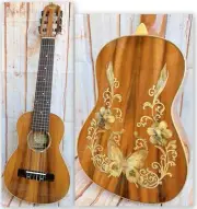 Alulu Baritone Guitarlele solid Acacia Koa, butterfly MOP inlaid, HUA605