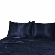 Ocean 1000TC Silk Satin Single KS Double Queen King Fitted Flat Pillowcase Sheet Set
