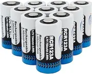 10-Pack CR-123A 3v Rechargeable Lithium Batteries 750mAh Long-Lasting for Home Safety and Security Devices, High-Intensity Flashlights, and Home Automation