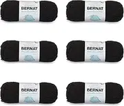 Bernat Handicrafter Cotton Black Licorice Yarn - 6 Pack of 50g/1.75oz - Cotton - 4 Medium (Worsted) - 80 Yards - Knitting, Crocheting & Crafts Black Licorice