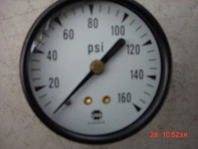 US Gauge Ametek 0-160 PSI Pressure Gauge 2 in Dial USA Rear 3/8" Stem