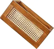Decorative Storage Basket Handmade Woven Wooden Storage Bin Multi-use Organizing Box for Bedroom Kitchen Desk