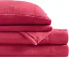 True North by Sleep Philosophy Micro Fleece Bed Sheet Set, Warm King Red 4 PC