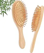 YUNAI Bamboo Paddle Wooden Hair Brush – Natural Bamboo Air Cushion Comb for Massaging Scalp, Reduce Frizz No Hair Tangle Large Oval Brush for Curly Hair