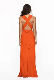 Women's Evening Multi Way Wrap Bridesmaid Formal Long Maxi Dress Ysm2035 Orange L