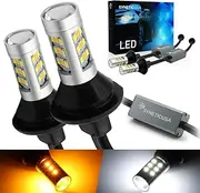 Error Free Dual Color Type 2 Switchback DRL LED Turn Signal Light Bulbs No Hyper Flash Built-in Resistors All in One (7443)