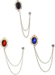 [RORPOIR] 9 Pcs Gemstone Tassel Brooch Jewlery Sets Accessories for Men Jewelry Tie Clip Set Lapel Pin for Men Men's Accessories Tie Chain Lapel Chain Stud Classic Man Plating
