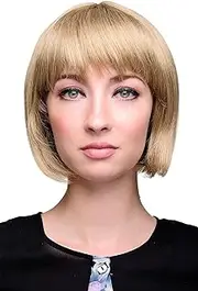 WIG ME UP - 703-16 sexy bob wig, straight fringe, blonde, light honey blonde, highlighted