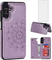 [Asuwish] Phone Case for Samsung Galaxy A13 5G with Screen Protector and Wallet Cover Flip Credit Card Holder Stand Cell Accessories Gaxaly A04S M13 G5 A 13 2022 13A A135G SM A136U Women Men Purple