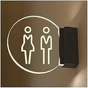 Toilet Sign Bathroom Door Sign Men's and Women's Restroom Signs, Led Restroom Sign, Wall Mount Ladies Mens Bathroom Sign, Double-Sided Luminous Sign, Edge Lighting, Acrylic Decor Sign