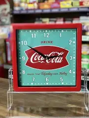 COCA-COLA Milk Bar Wall Clock 25cm Square Vintage Retro Diner Decor Or Man-Cave