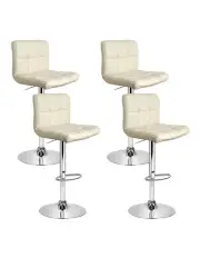 [Artiss] Leather 4x Bar Stool Chairs in Beige