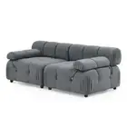Foret 2 Seater Sofa Modular Arm Seat Tufted Velvet Lounge Couch Chaise Dark Grey