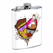 Pizza Love Em7 Flask 8oz Stainless Steel Hip Drinking Whiskey