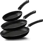 Non Stick Frying Pan Set, 3 Pcs Induction Hob Stick 20Cm, 24Cm, and 28Cm, Black